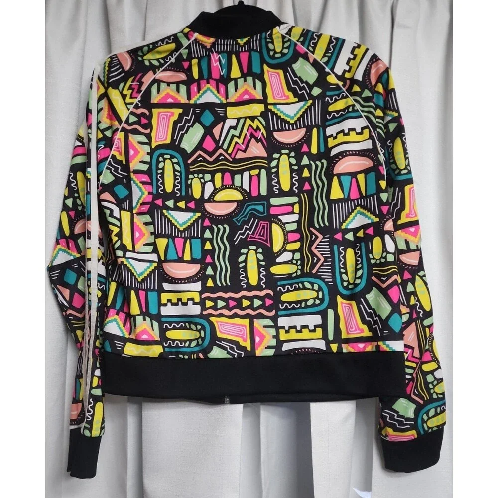 Adidas Full Zip Cropped Track Jacket 14-15Y XLarge Retro Loud Colorful 90s Print